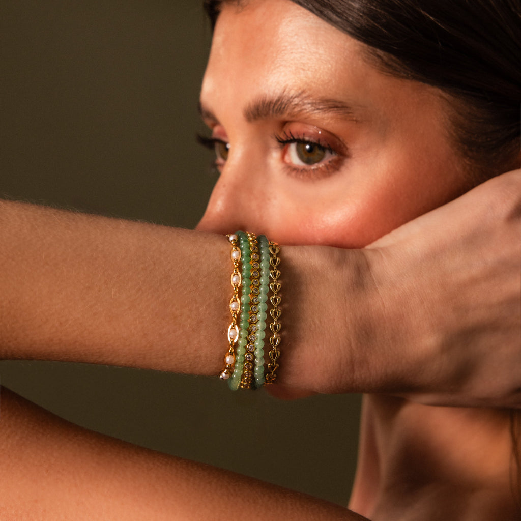 Perlen Jade Charm Armband – Luftli