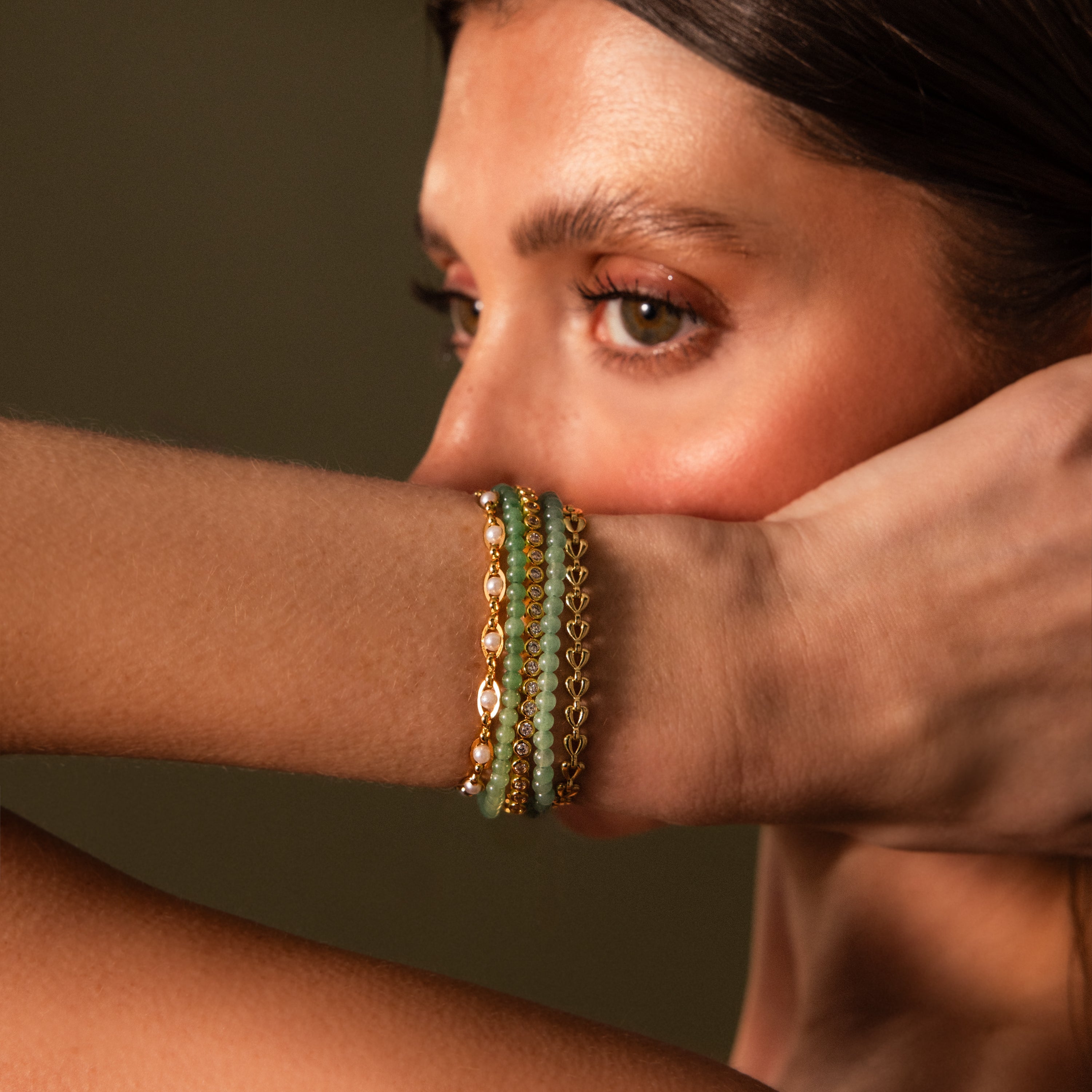 Perlen Jade Charm Armband – Luftli