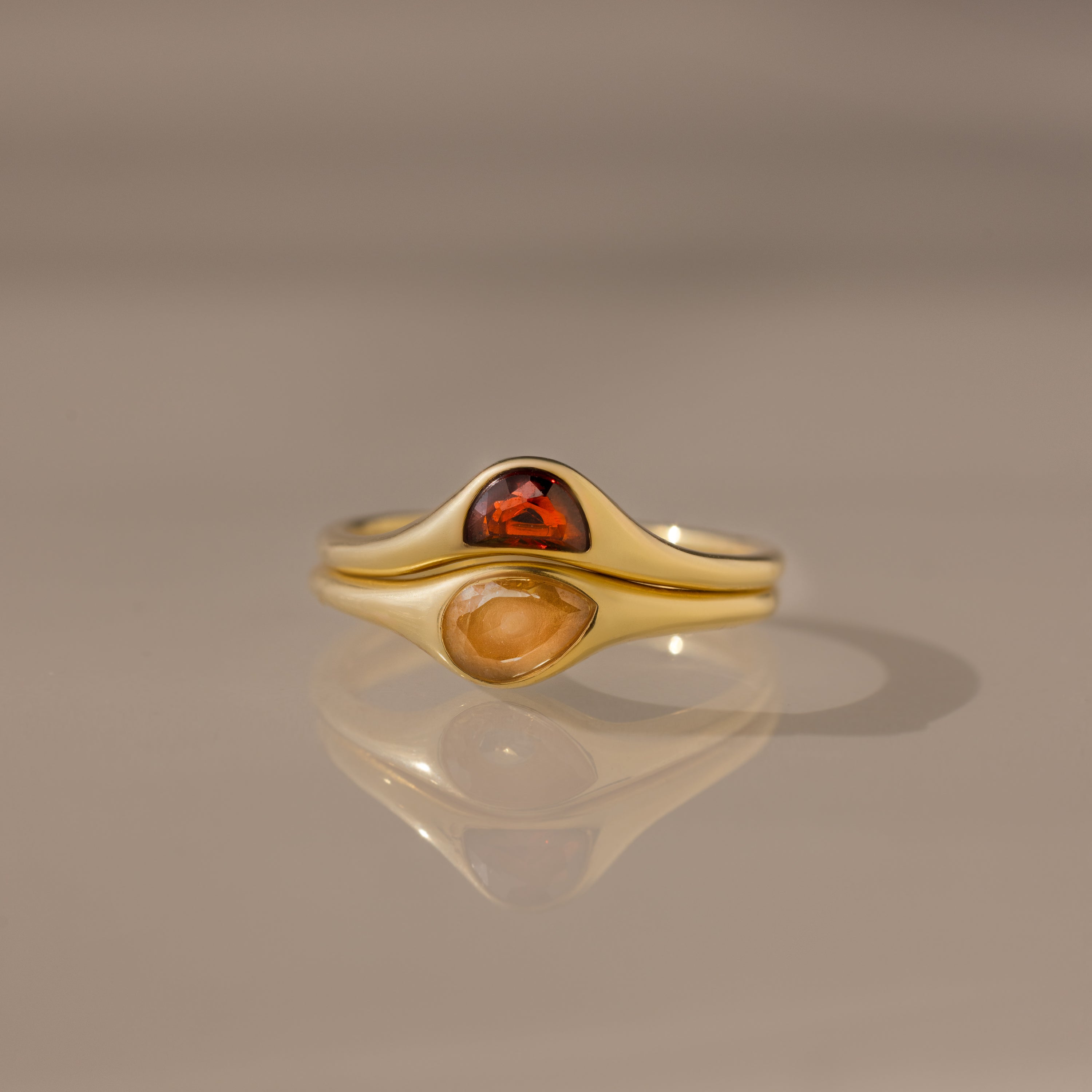 Skulpturaler Toi et Moi Ring Set – Luftli