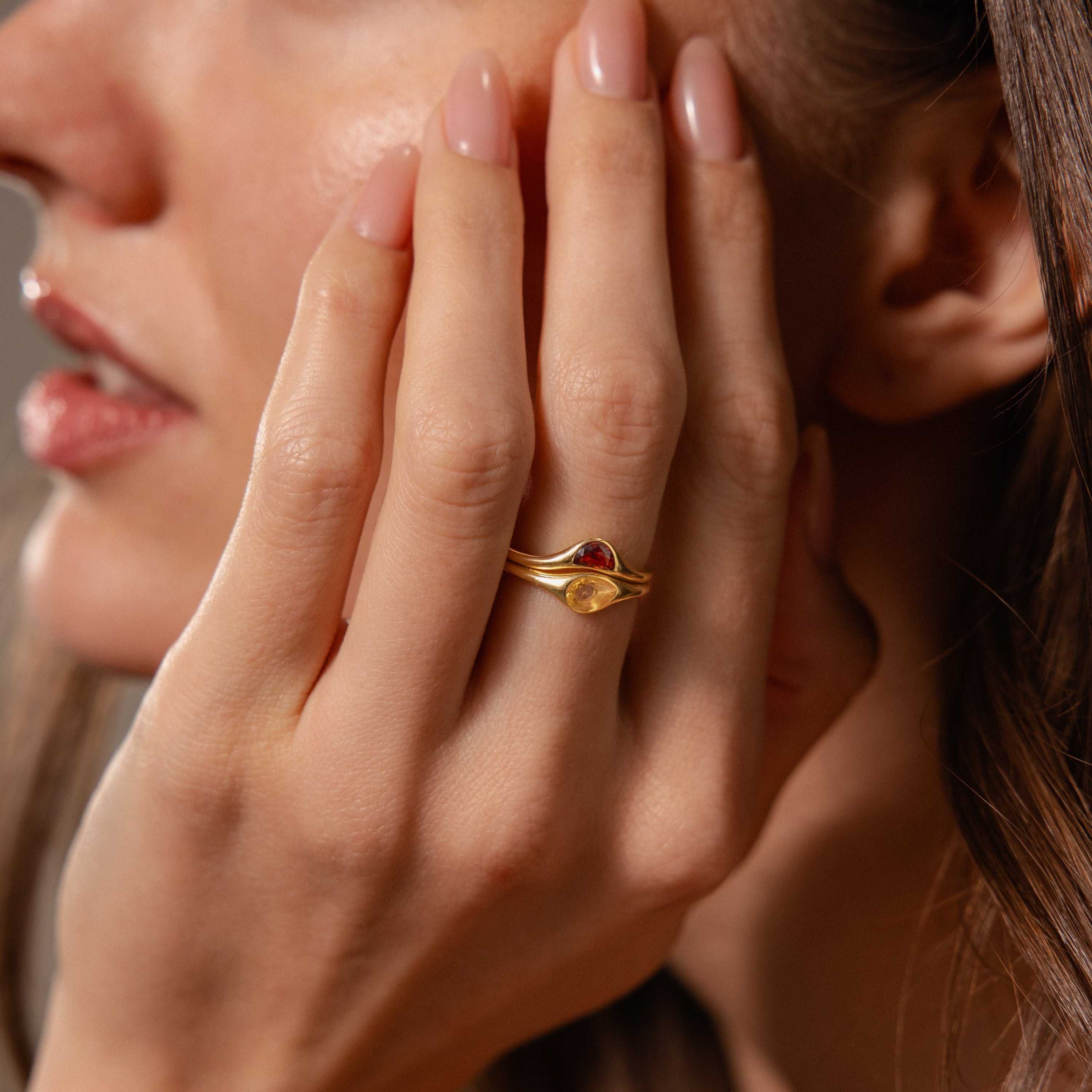 Skulpturaler Toi et Moi Ring Set – Luftli