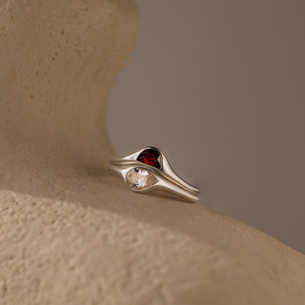 Skulpturaler Toi et Moi Ring Set – Luftli