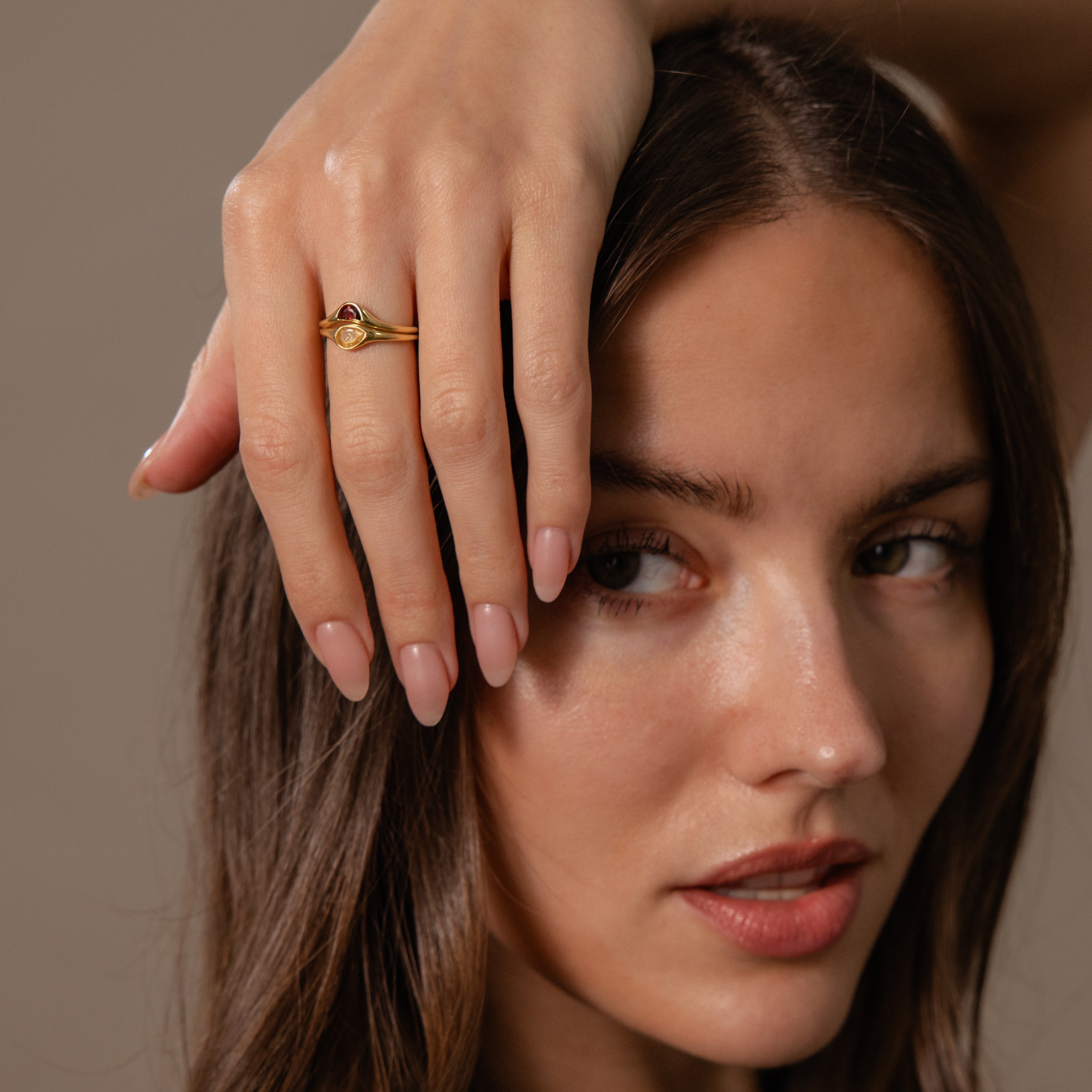 Skulpturaler Toi et Moi Ring Set – Luftli