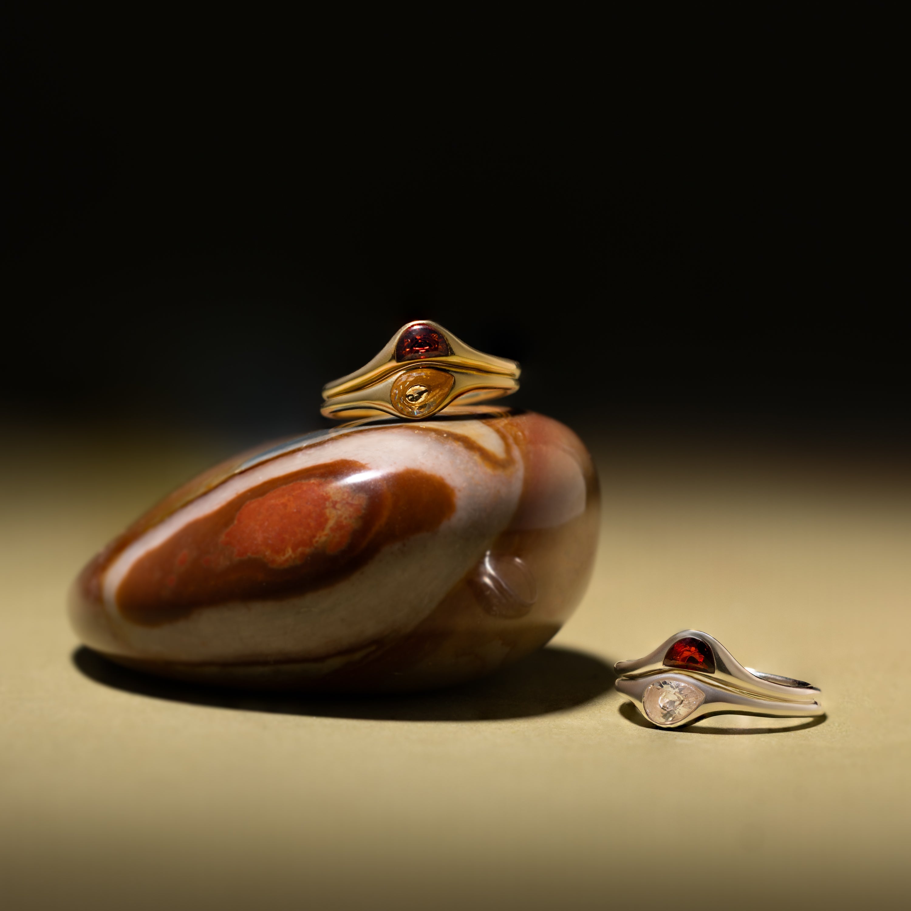 Skulpturaler Toi et Moi Ring Set – Luftli
