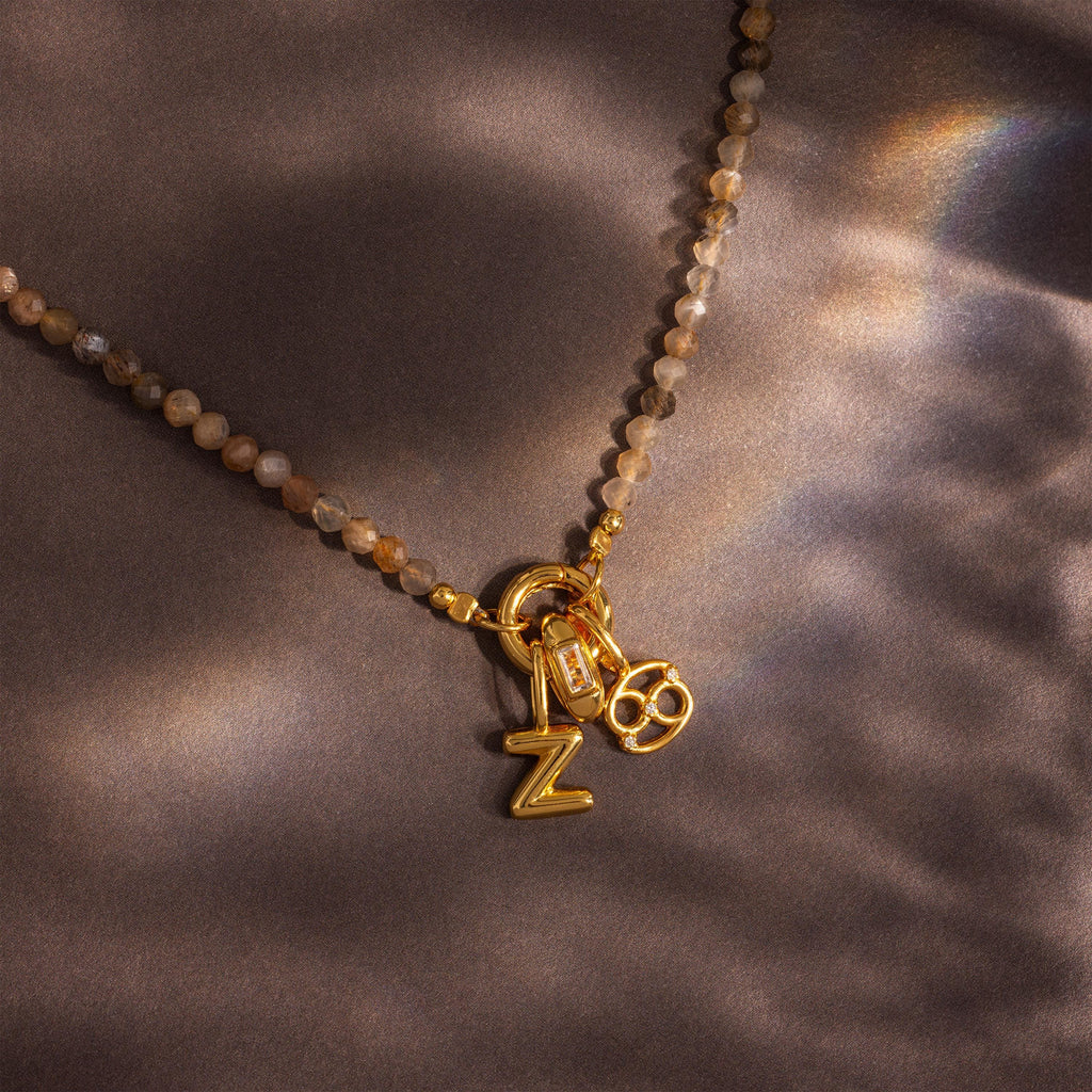 Sonnenstein Perlen Charm Halskette – Luftli