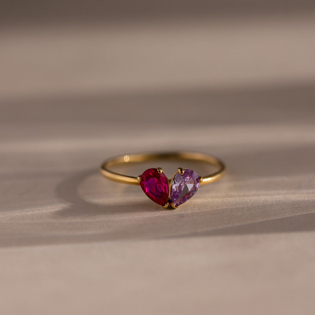 Toi et Moi Tropfen Herz Ring – Luftli