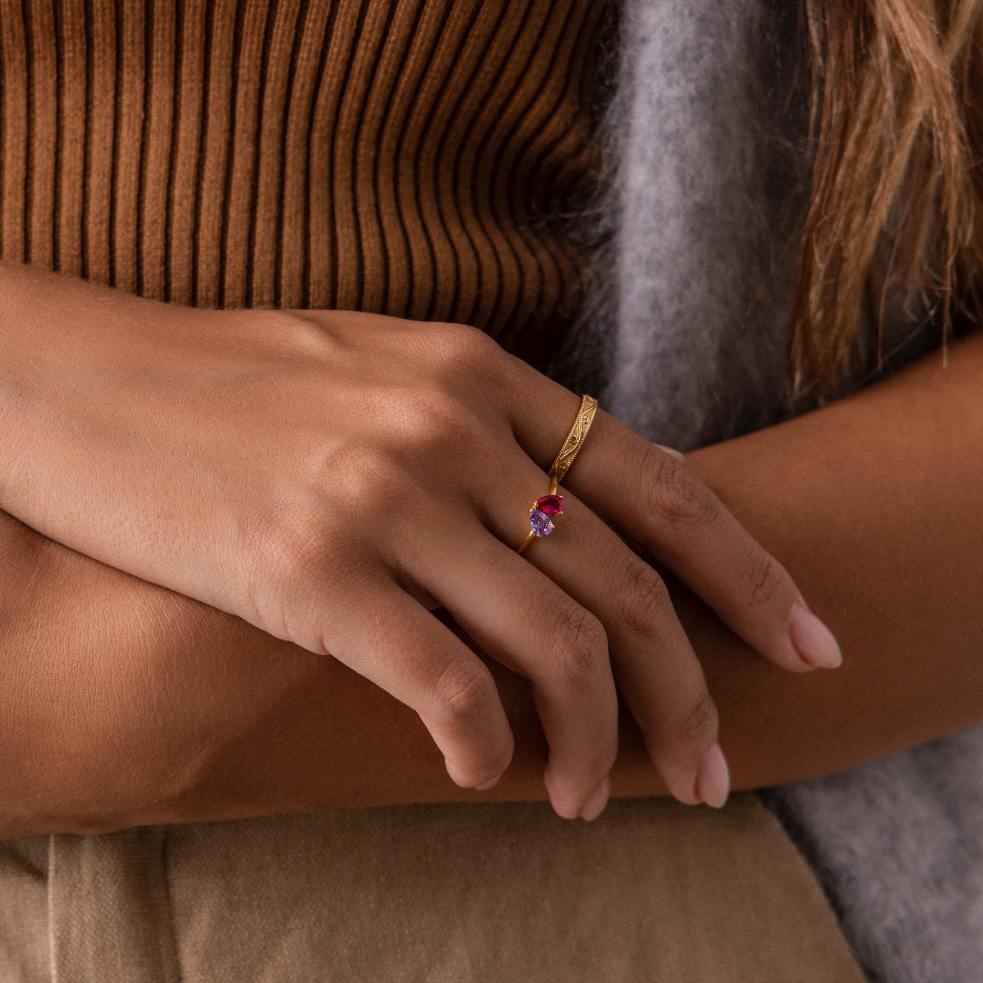 Toi et Moi Tropfen Herz Ring – Luftli