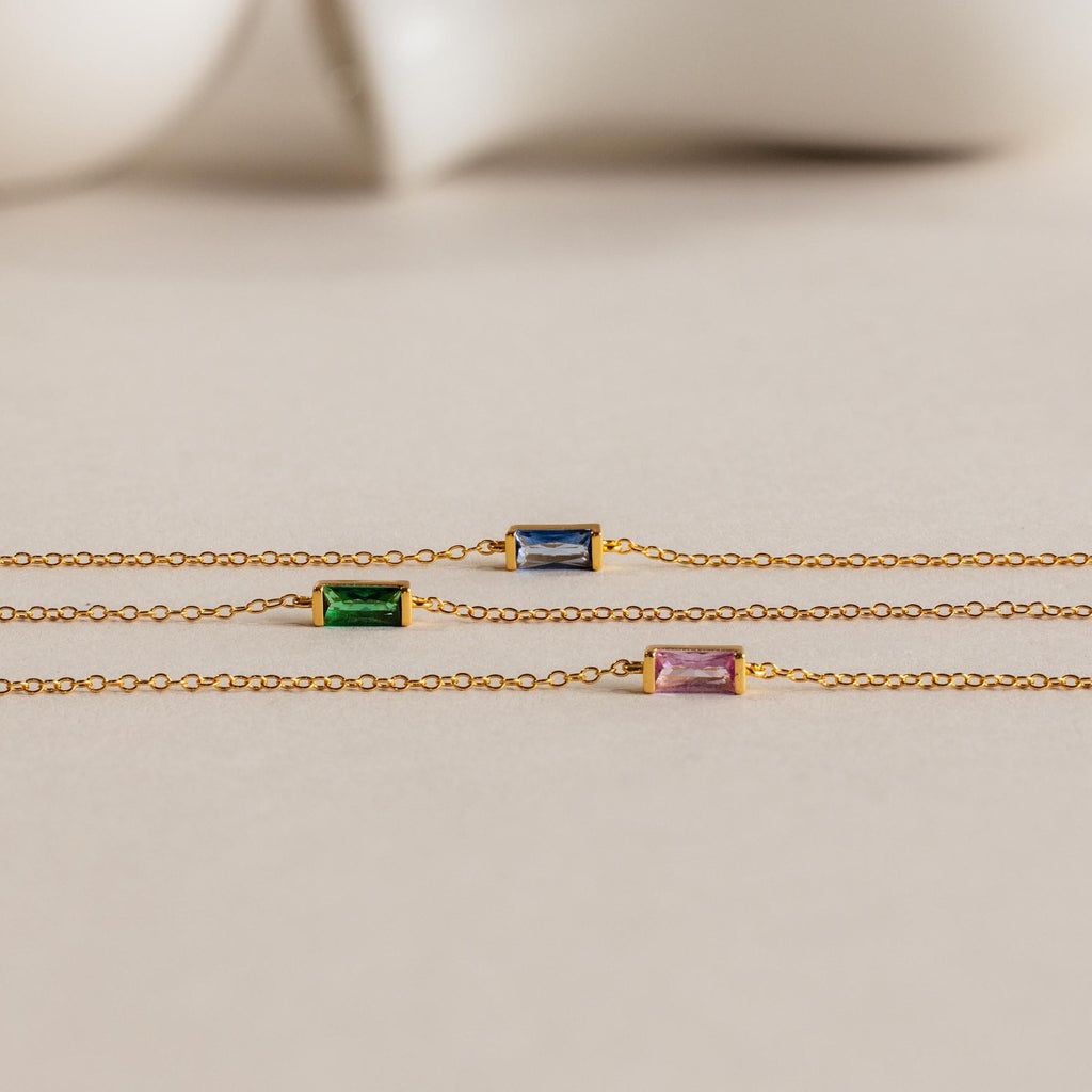 Zartes Baguette Geburtsstein Armband – Luftli