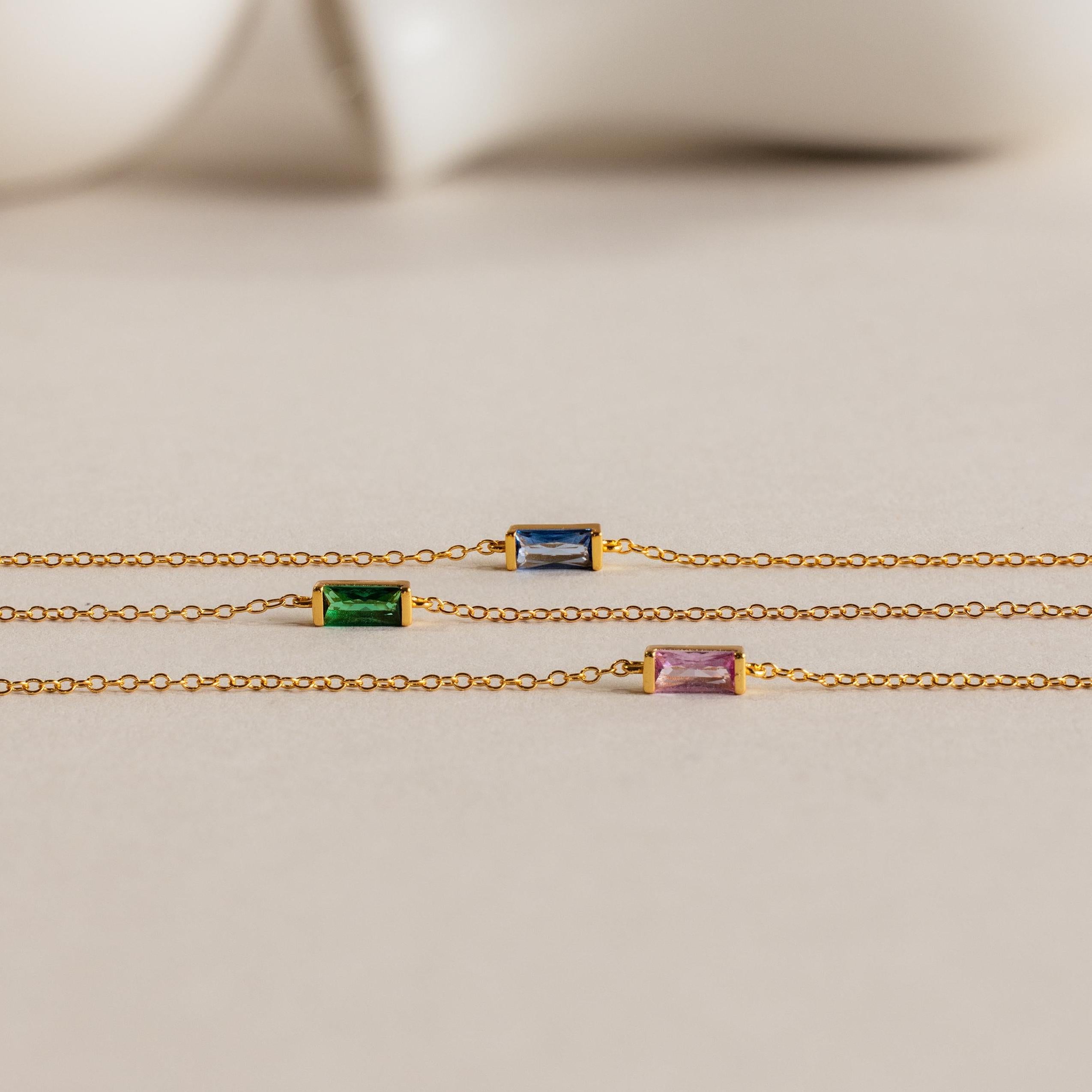 Zartes Baguette Geburtsstein Armband – Luftli