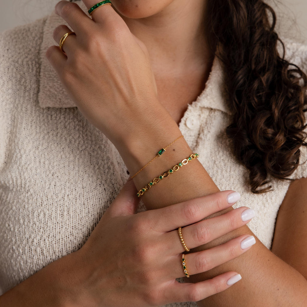 Zartes Baguette Geburtsstein Armband – Luftli