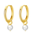 New Beginnings Pearl Hoop Earrings 14K Gold